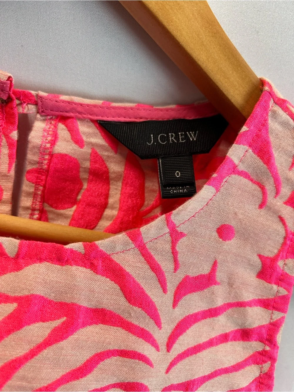 J. Crew Neon Pink and Cream Floral Tank Top- Size 0